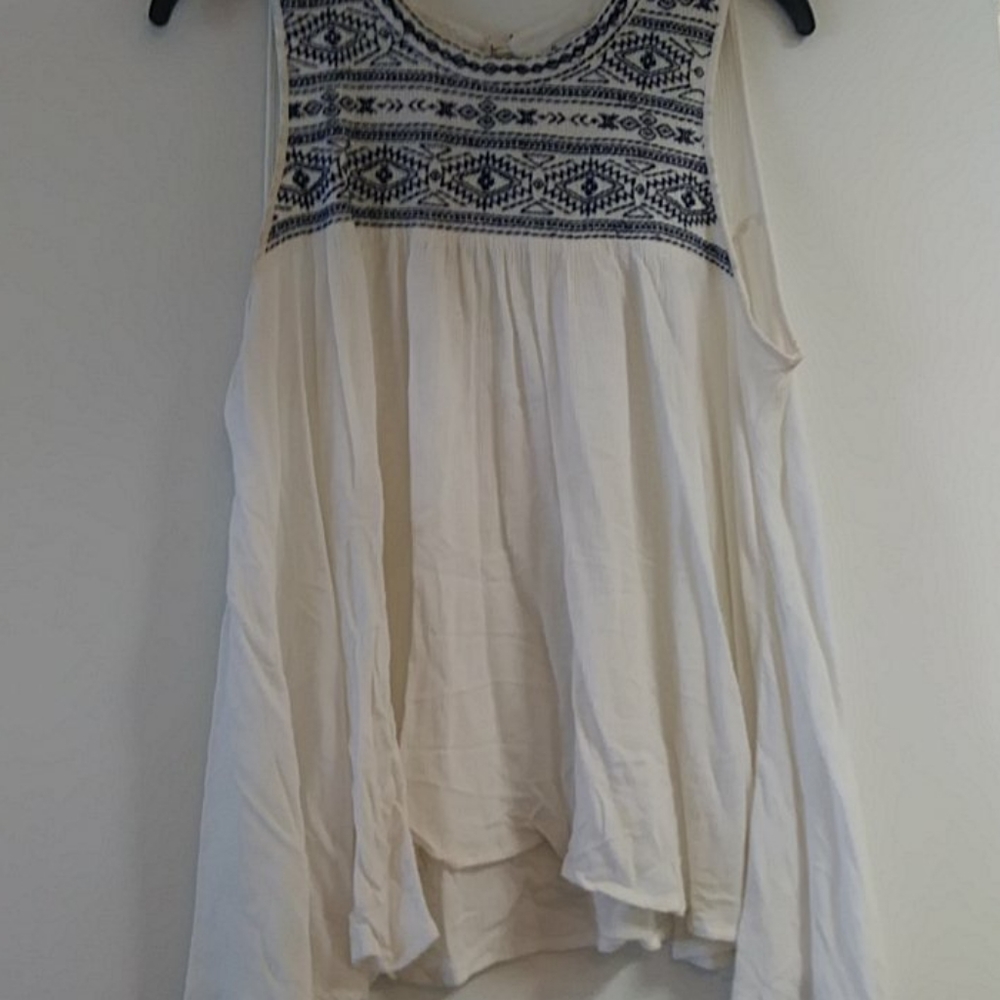 White and blue blouse